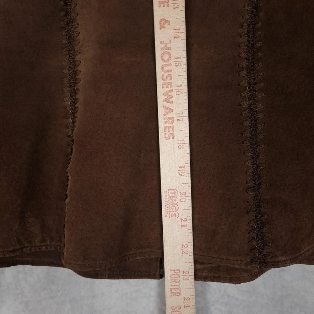 Vintage Y2K Mudd Suede Jacket Womens Large Brown Floral Embroidered Festival - Picture 14 of 16